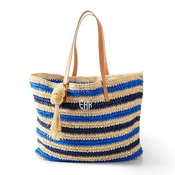 Colorful Stripe Straw Tote