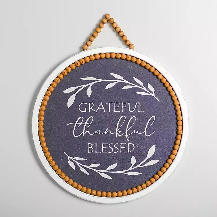 Blue Grateful Thankful Blessed Wall Plaque