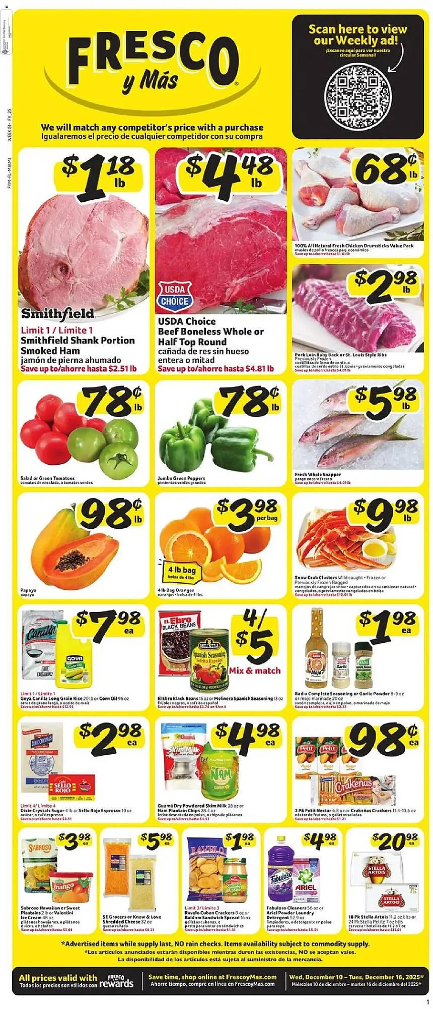 Weekly ad Fresco y Más weekly ad from December 10 to December 16 2025 - Page 1