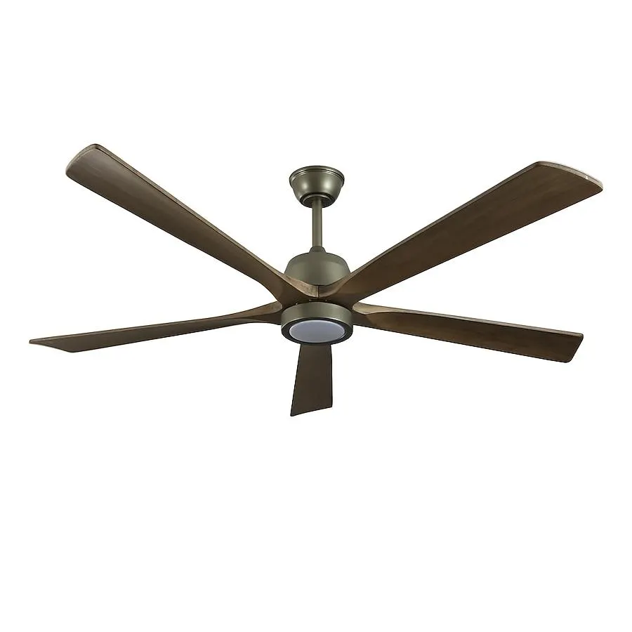 WELLFOR Ceiling Fan 60-in Green with Wood Blades Color-changing Integrated LED Indoor Ceiling Fan with Light and Remote (5-Blade)