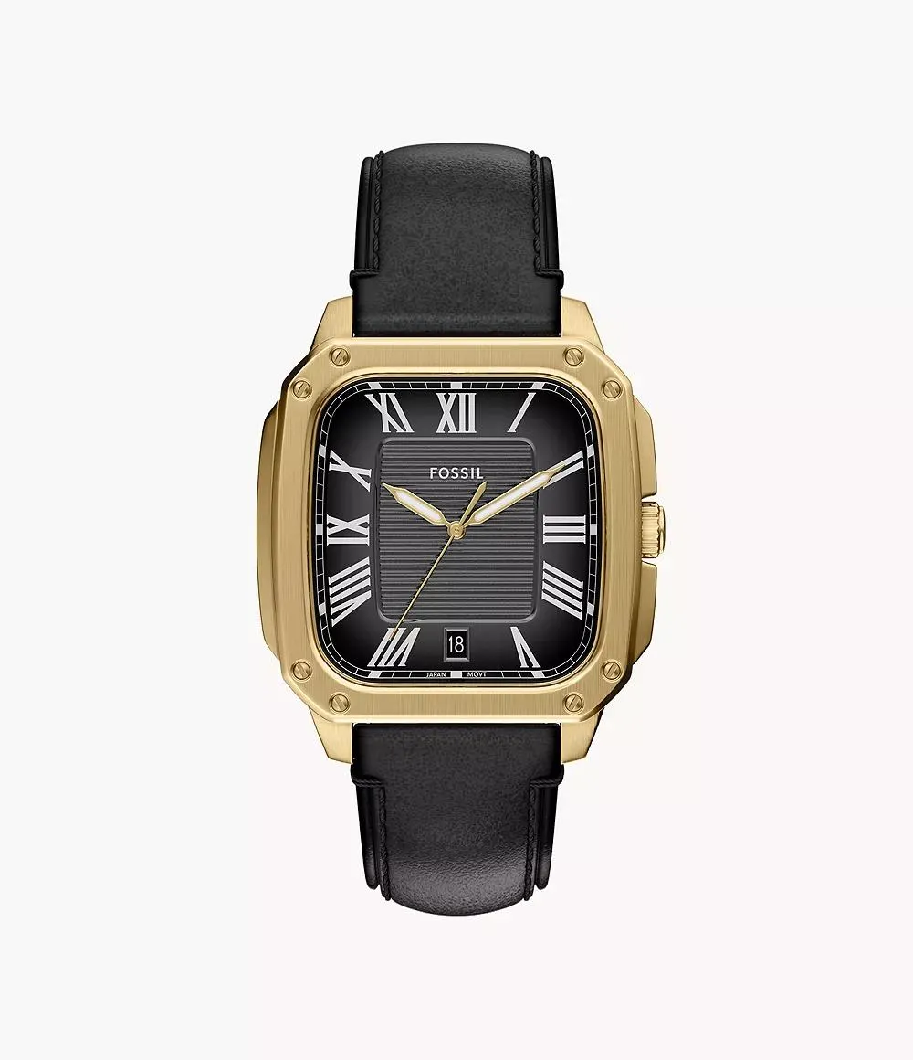 Crosby Three-Hand Black Leather Watch