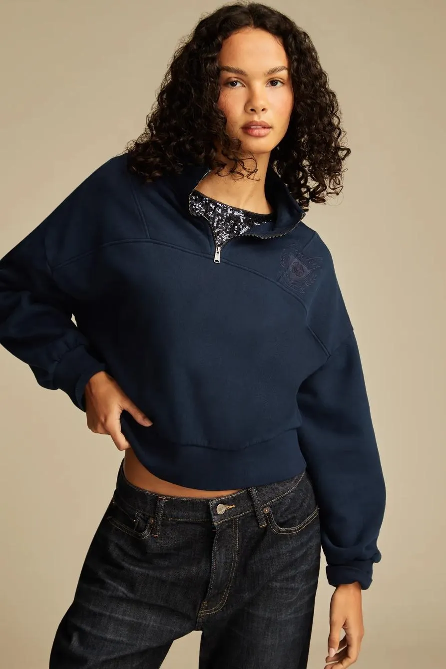 half zip lucky fleece sweatshirt