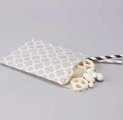 Gray Quatrefoil Paper Treat Bags (Pack of 10 pieces)