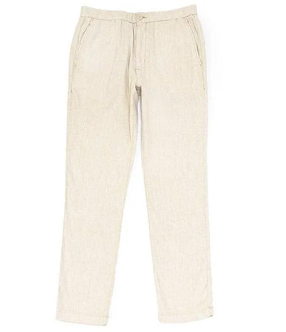 Beach Flat Front Linen Button-Front Stretch Pants
