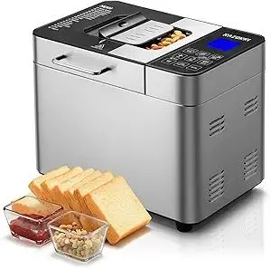 Razorri Bread Maker Machine, 2LB 18-in-1 Programmable Stainless Steel Homemade Bread Machine with Gluten-Free, Auto Nut Dispenser, 15H Delayed-start, 1H Keep Warm, 3 Crust Colors and 3 Loaf Sizes