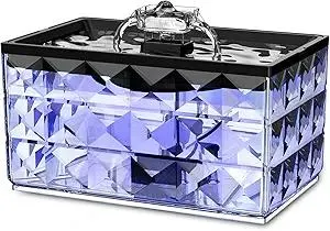 Cat Water Fountain, 135oz/4L Ultra Quiet Automatic Pet Water Fountain with Colorful LED Indicator for Water Shortage Alert, Dog Water Dispenser with Replacement Filters (Black)