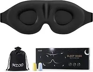 MZOO Luxury Sleep Eye Mask for Side Sleeper Men Women, Zero Eye Pressure 3D Sleeping Mask, Light Blocking Patented Design Night Blindfold, Soft Eye Shade Cover for Travel, Black