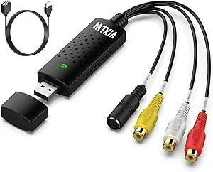 Video Capture Card, RCA to USB Video Capture Device, USB 2.0 VHS to Digital Converter, VCR to Video Converter, Convert VCR to Digital from VCR VHS Mini DV Hi8 DVD for MAC/PC