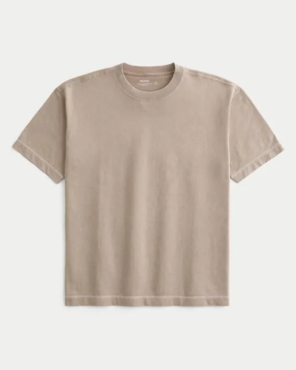 Boxy Heavyweight Contrast Stitch Crew T-Shirt