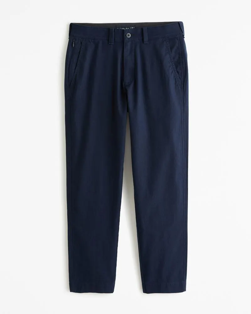 Straight Linen-Blend Fixed Waist Pant