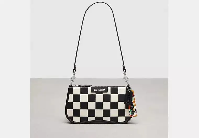 Alter/Ego Small Wavy Shoulder Bag In Checkerboard Upcrafted Leather