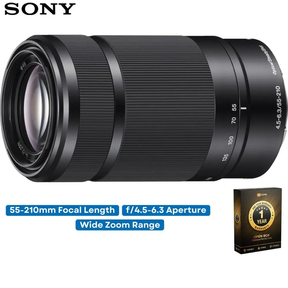 Sony 55-210mm Zoom E-Mount Lens, Black (OPEN BOX) with CPS 1 Year Warranty