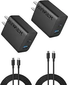 Anker iPhone 16 Charger, 2-Pack 20W Fast USB C Charger Block, for iPhone 16/16 Pro Max/15 Series/iPad Pro and More (Black, 2 Pack & 2 Cable)