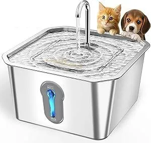Cat Water Fountain Stainless Steel 135oz/4L Pet Water Fountain for Cats Indoor Pets Dog Small Animal Automatic Dog Water Dispenser with 3 Filters 1 Sponge Quiet