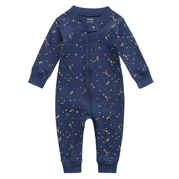 100% Organic Cotton Zip Footless Pajamas - Starry Sky