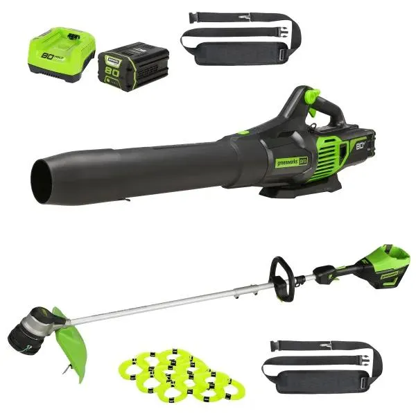 Greenworks 80V 16” Trimmer + 730 CFM Blower Combo Kit
