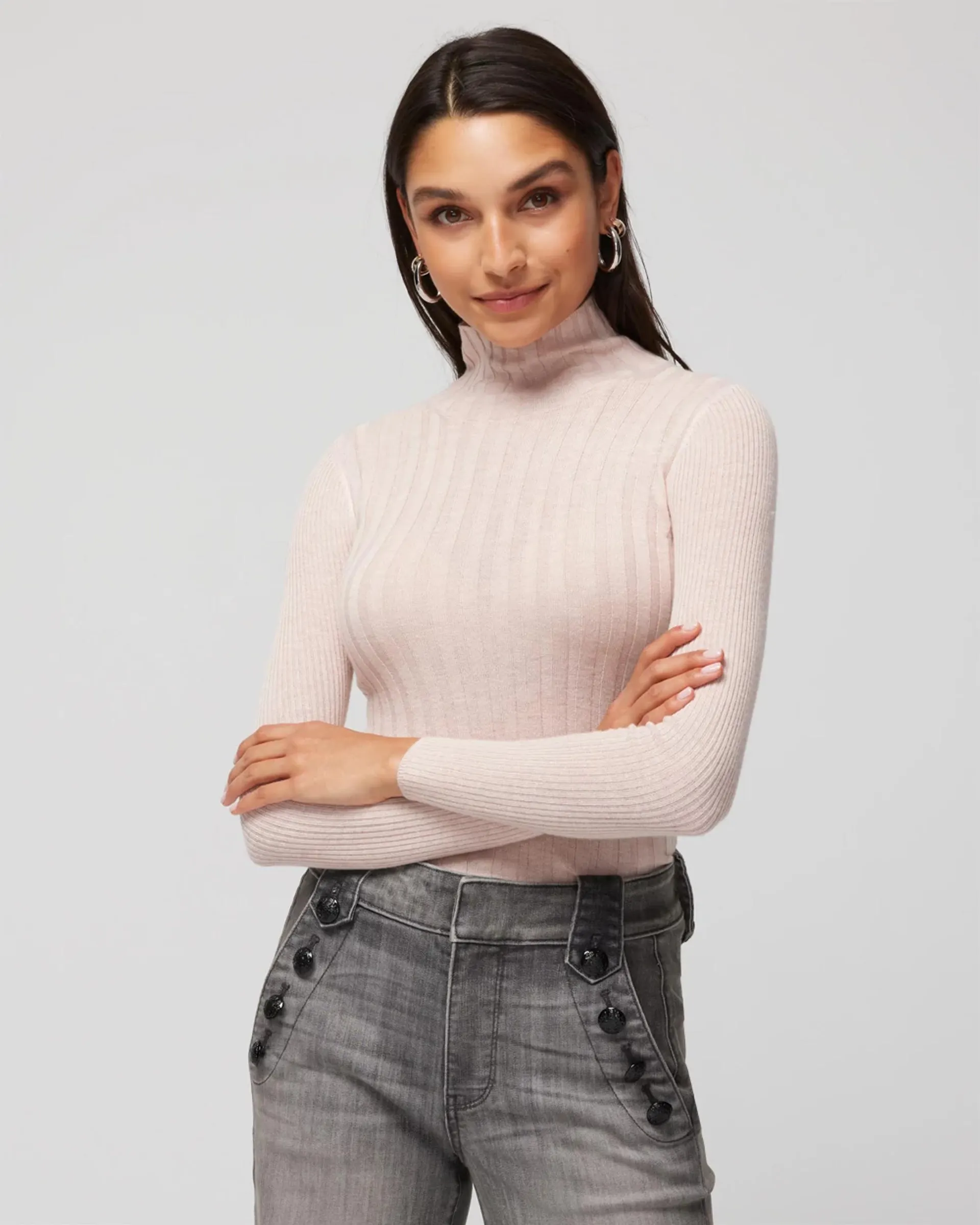 Long Sleeve Cashmere Blend Mockneck