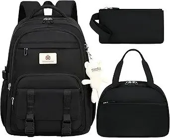 Hidds School Backpack for Teens Girls Women 3 PCS Kids Bookbag Set with Lunch Box College Laptop Backpacks Travel Daypack Bag