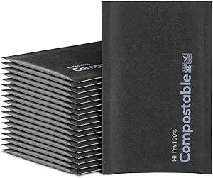 4x8 100% Biodegradable Bubble Mailers,25 Count Kraft Black #000 Compostable Padded Packaging Wrap Envelopes Pouches Eco Friendly Self Seal Bags