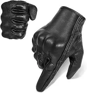 Full Finger Goat Skin Leather Touch Screen Motorcycle Gloves Men S,M,L,XL,XXL (Non-Perforated, L)