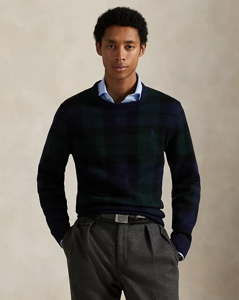 Plaid Washable Wool Sweater