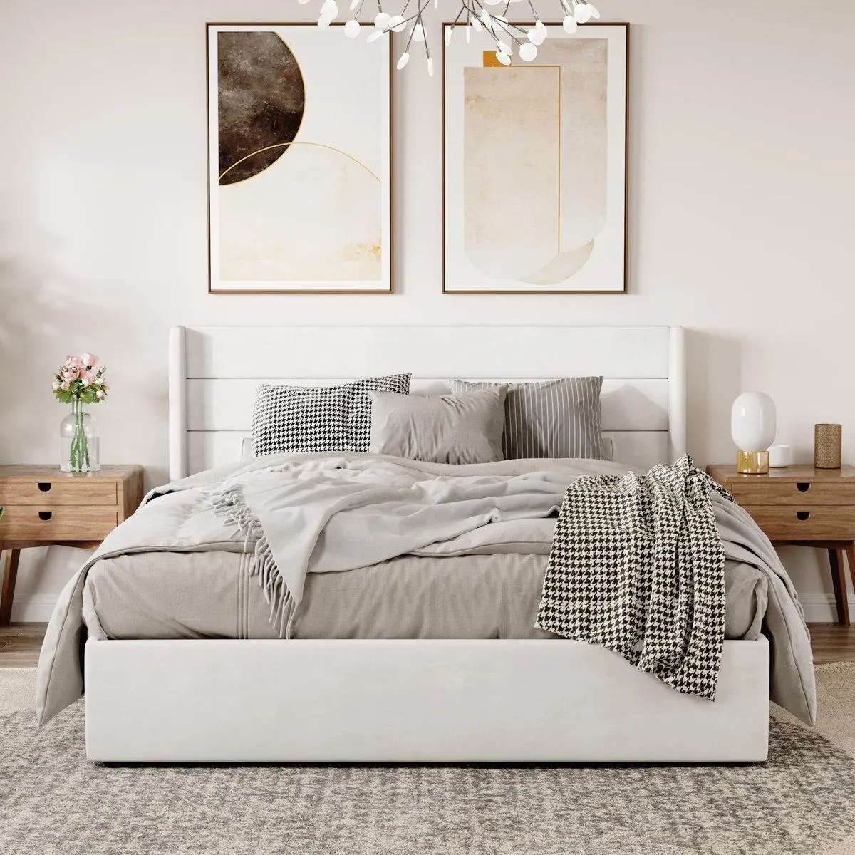 Braya Hydraulic Lift Up Storage Upholstered Platform Bed