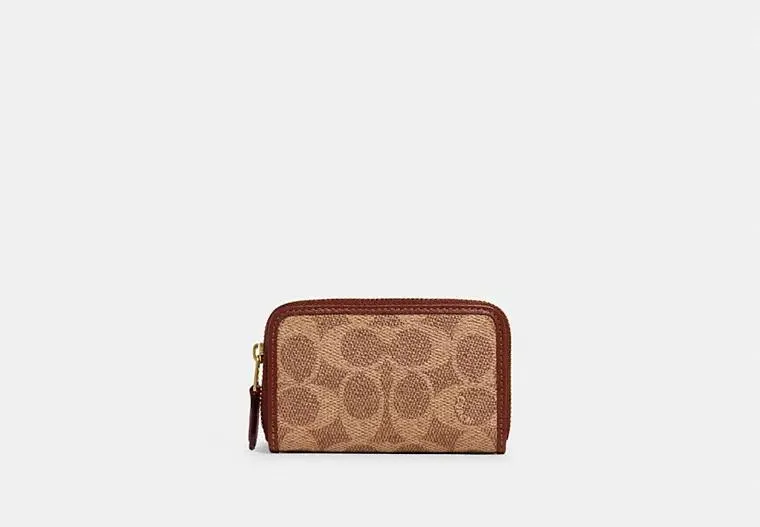 Small Zip Around Card Case In Signature Canvas