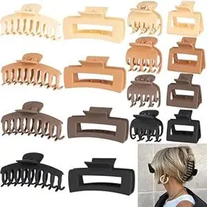 16 PCS 4.4" Large Hair Clips,Claw Clips,FDBJulyy Hair Clips for Women & Girls,4 Styles 4 Colors 16 Pack Strong Hold Matte Claw Hair Clip for Women Thick Hair & Thin Hair, 90's Vintage