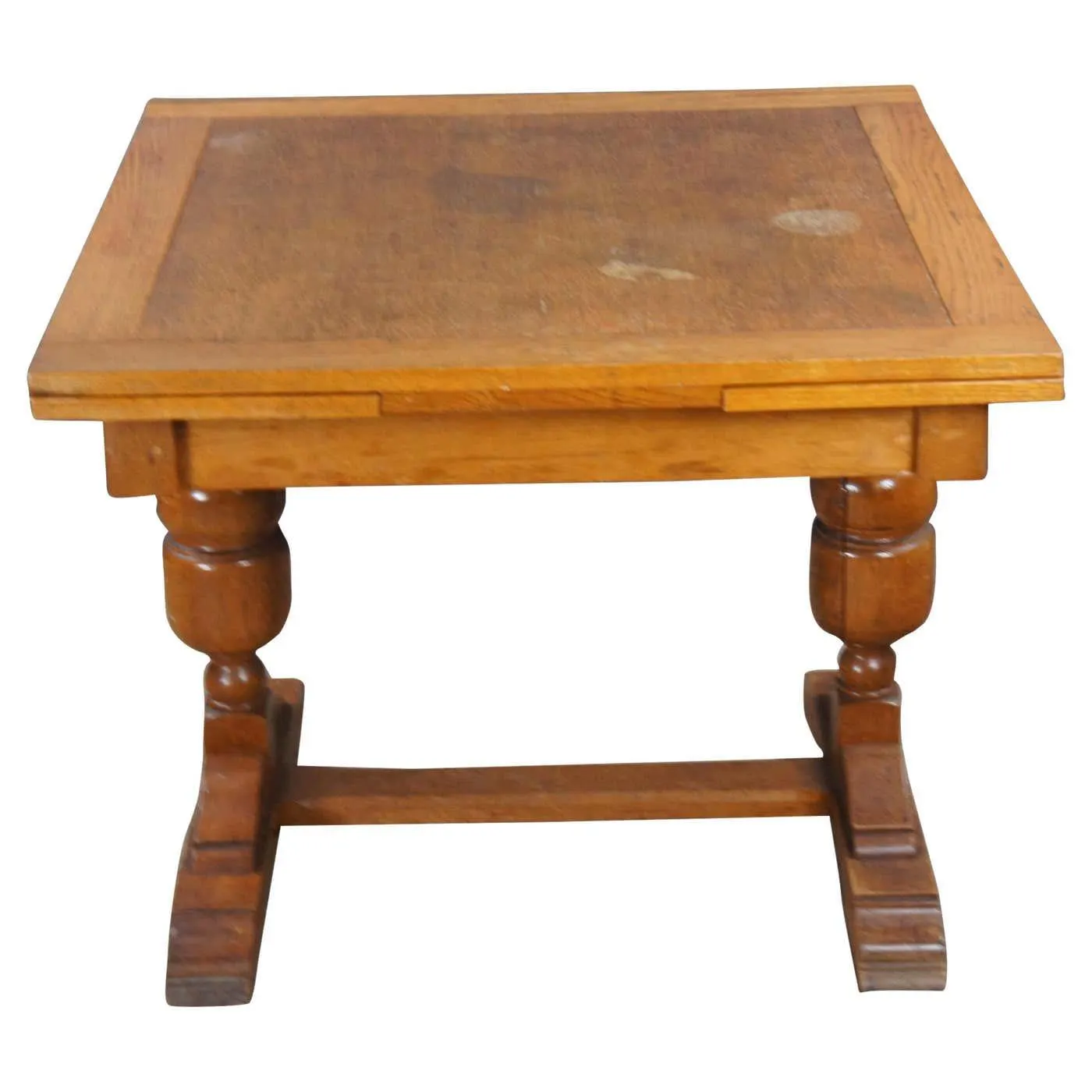 Vintage Jacob Summers & Sons Elizabethan Jacobean English Oak Draw Leaf Table