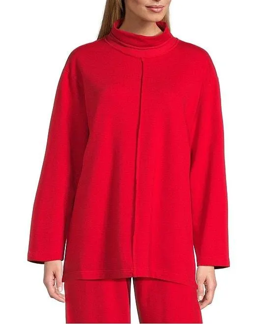 Bamboo French Terry Relaxed Turtleneck Long Sleeve Couch Shirt