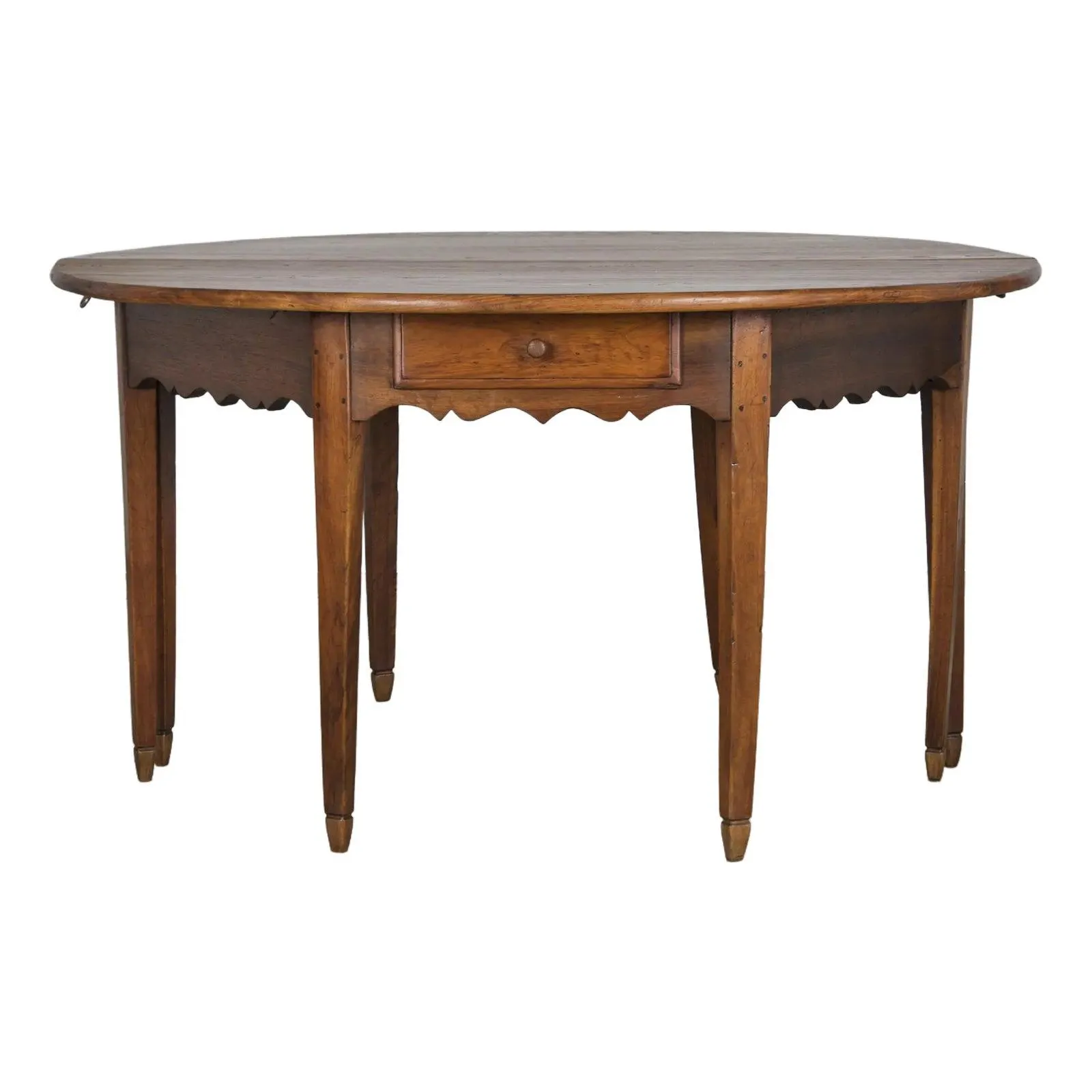 19th Century Country French Provincial Fruitwood Off-Round Farmhouse Table