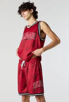 Red Self Made Legend Palm Tree Print Basketball Short