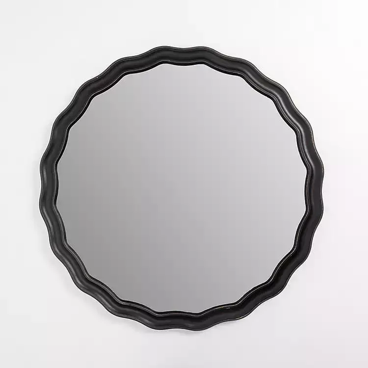 Round Catorina Black Wavy Wall Mirror