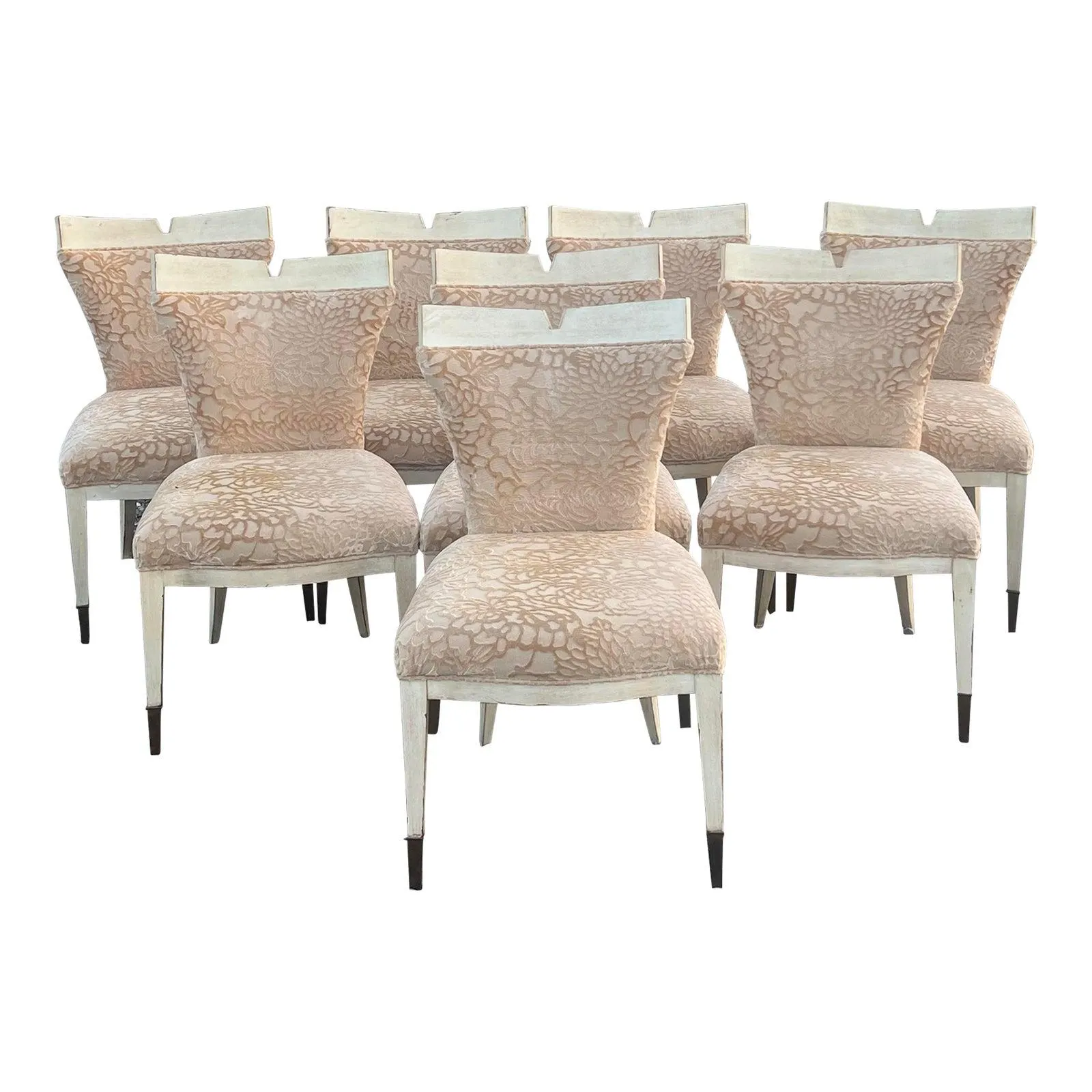 Late 20th Century Distressed Painted Farmhouse Dining Chairs - Set of 8