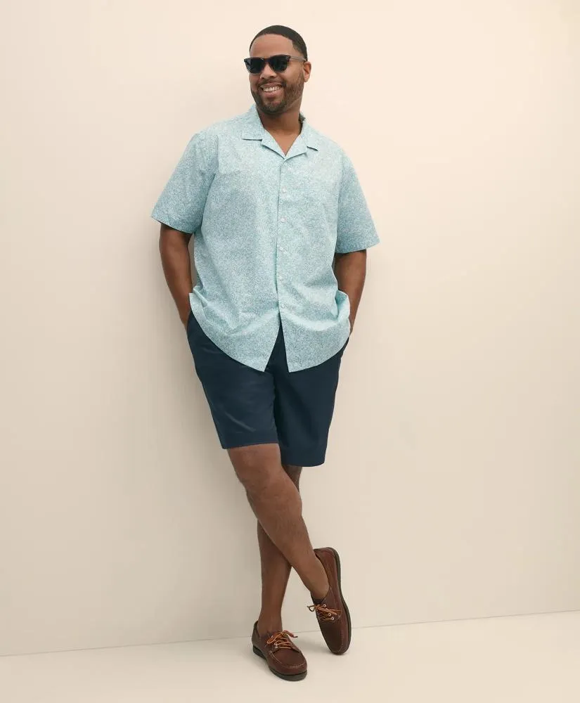 Big & Tall Linen Short Sleeve Camp Collar Shirt In Leaf Print