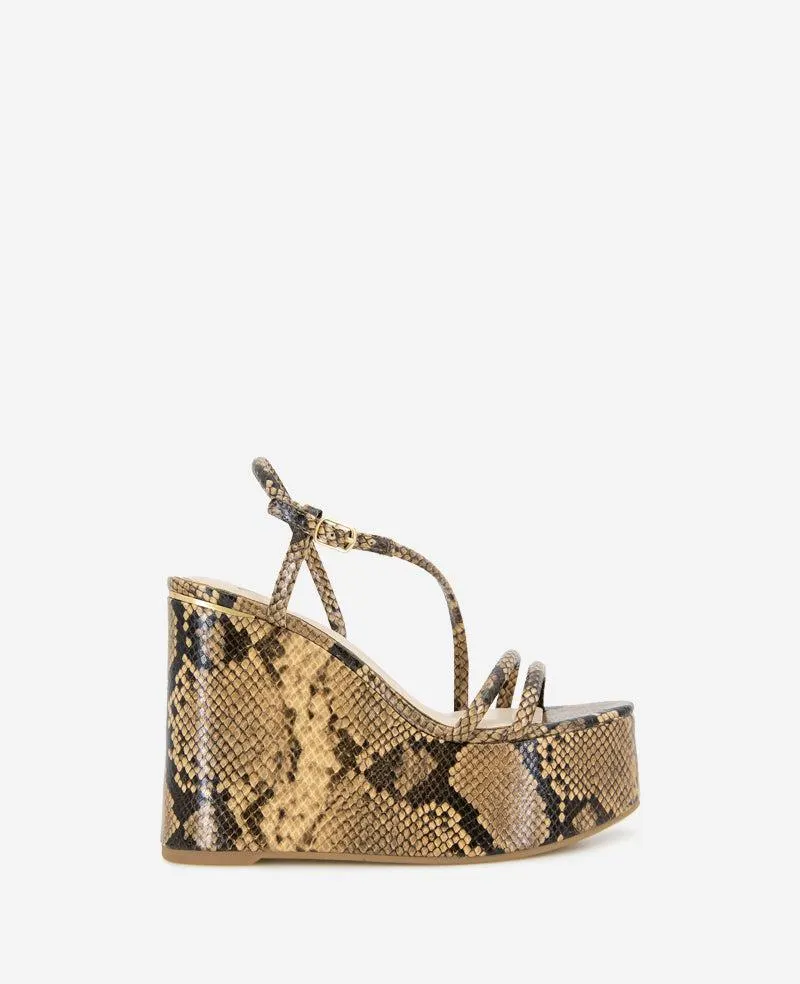 Tatiana Snake Print Platform Wedge Sandal - SAND SNAKE