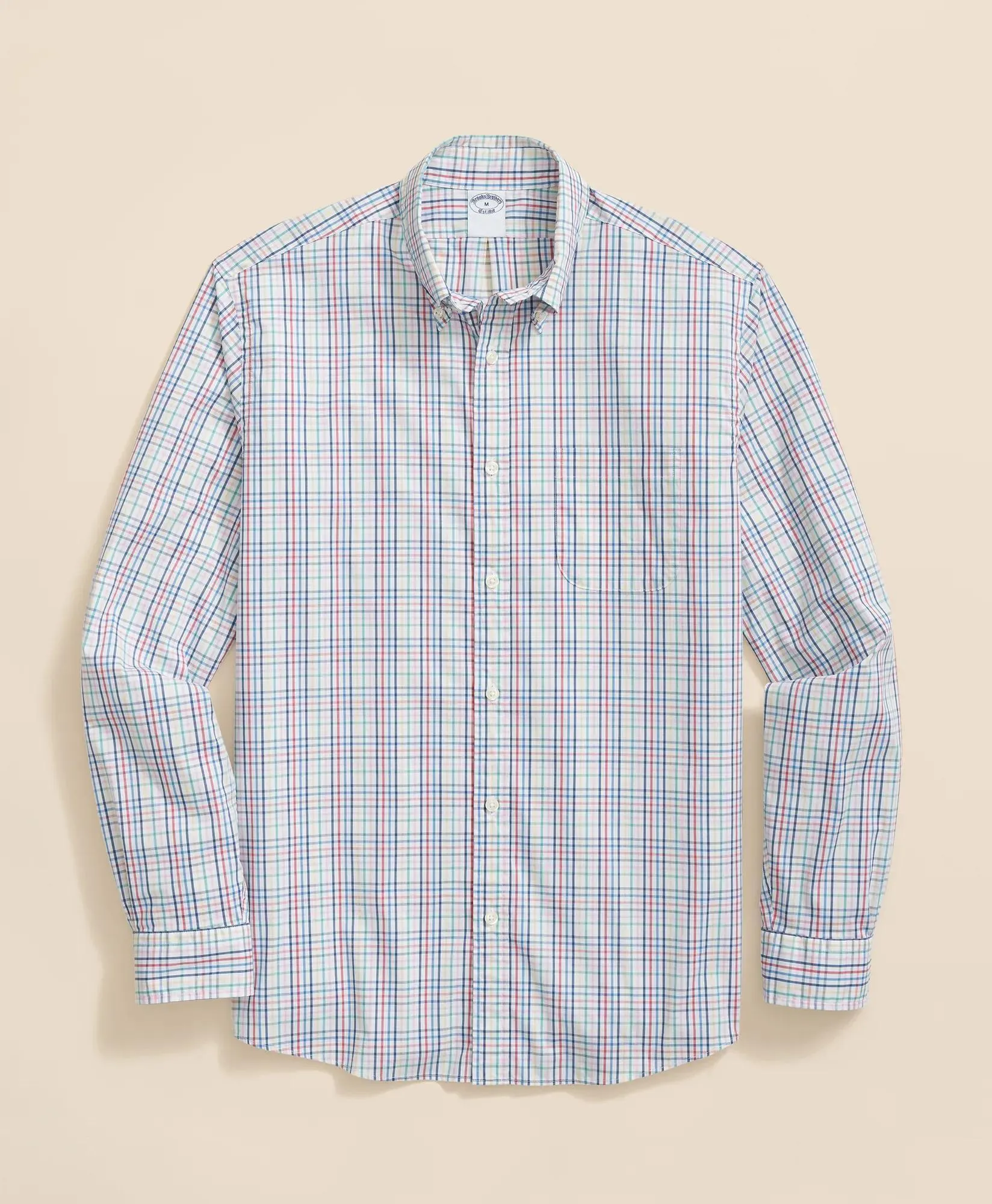 Performance Series Stretch Polo Button-Down Collar, Windowpane Sport Shirt
