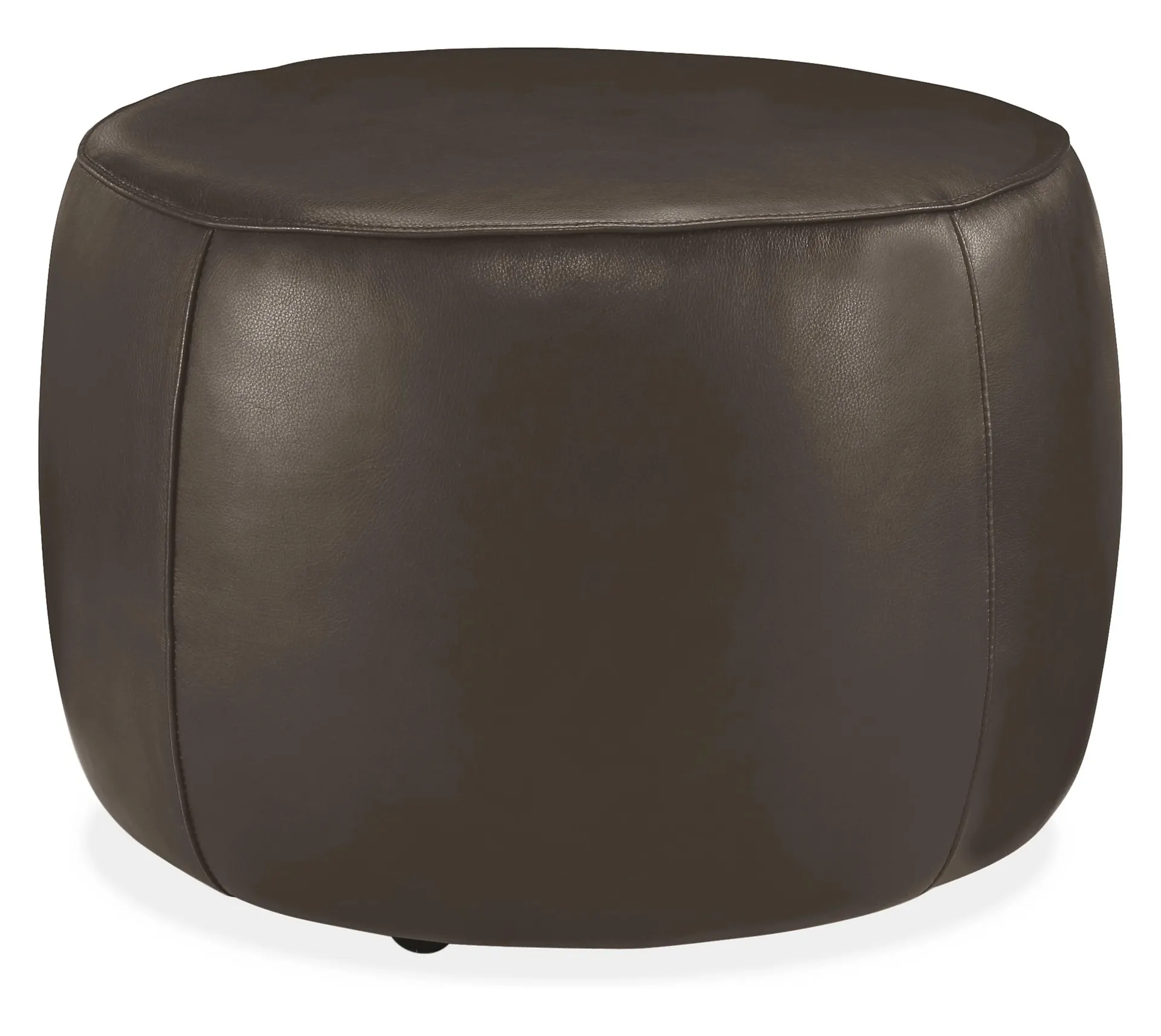 Lind 20 diam 16h Round Ottoman in Portofino Smoke Leather
