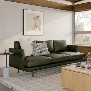 Burrard 83.5" Leather Sofa - Charme Green