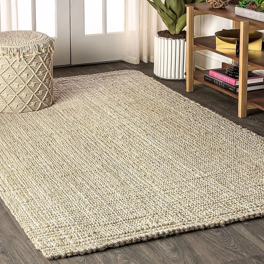 JONATHAN Y FIBER Hiro Handwoven Chunky 8 x 10 (ft) Flatweave Jute Ivory Rectangular Indoor Geometric Coastal Area rug