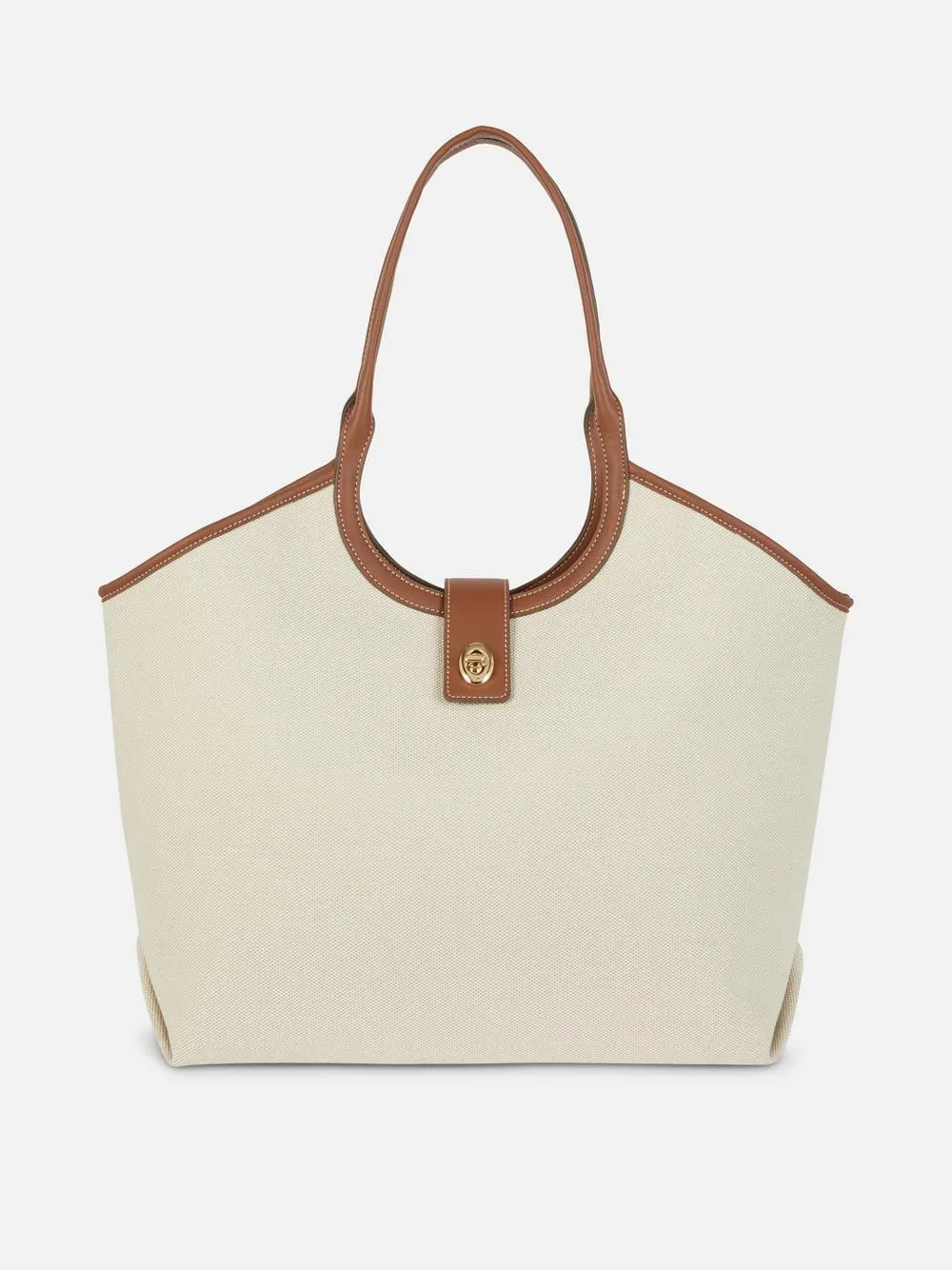 Tote Tasche mit Kunstlederbesatz