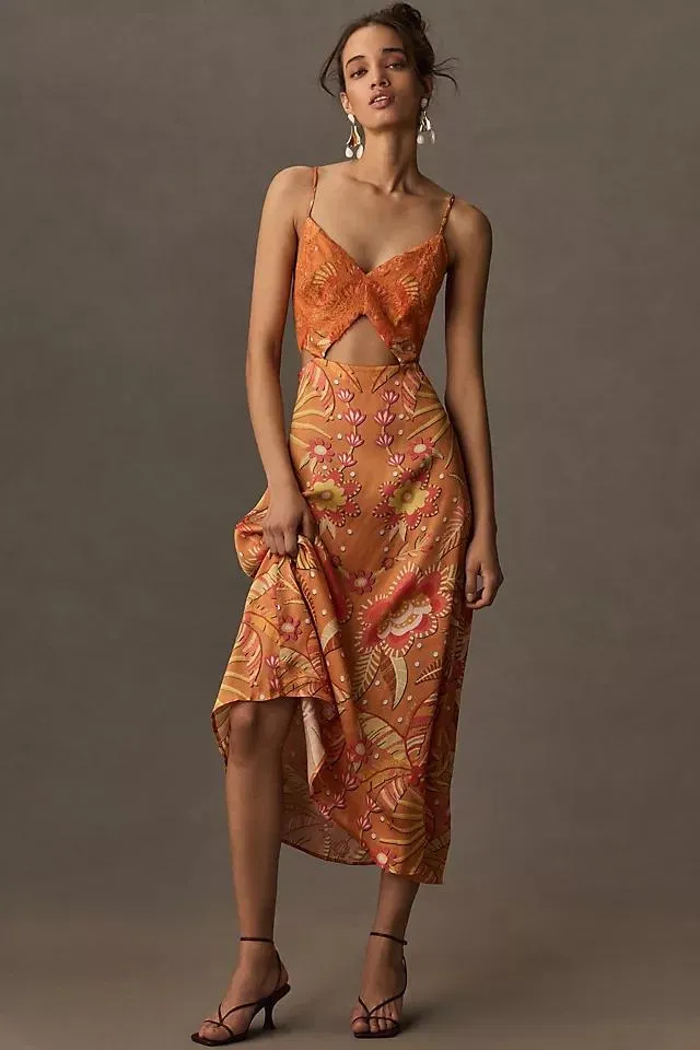 Farm Rio x Anthropologie V-Neck Cutout Maxi Dress