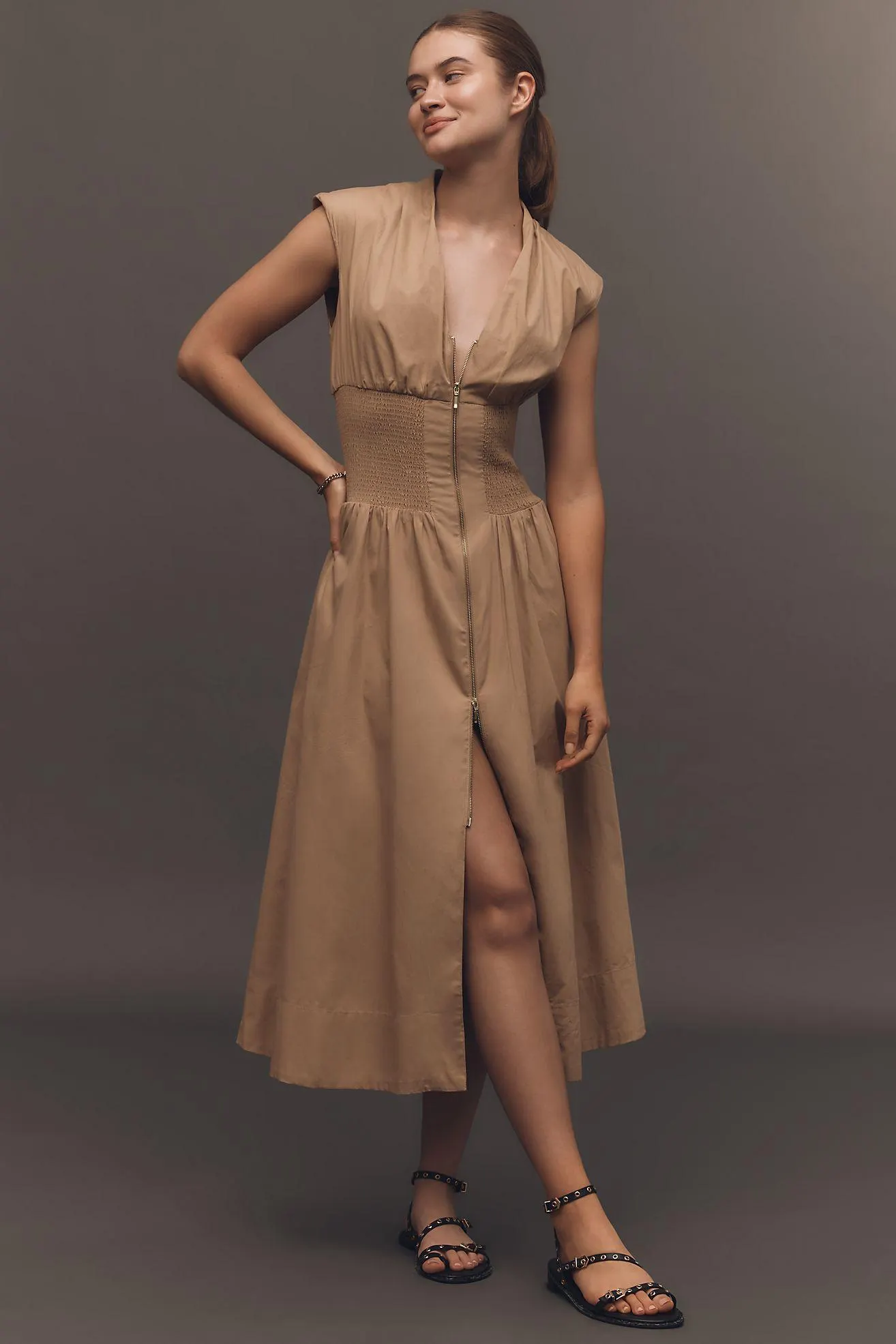 The Tommie Zip-Front Midi Dress