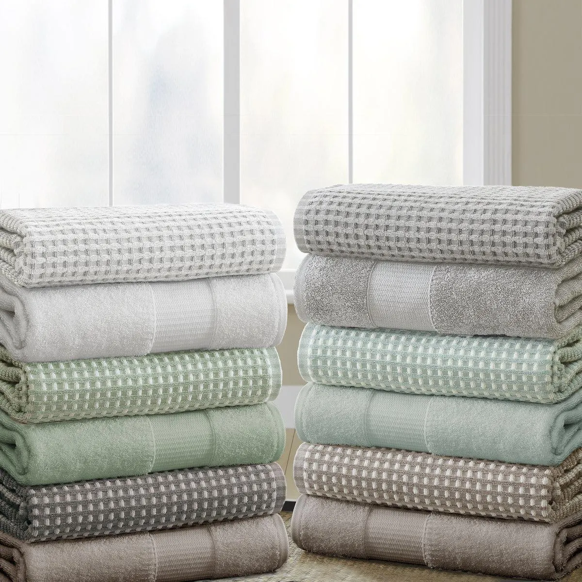 Modern Threads Drucilla 6-Piece 100% Combed Cotton Yarn Dyed Cobblestone Jacquard Towel Set