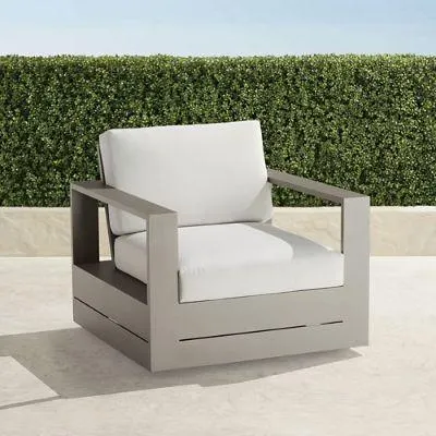 Boretto Swivel Lounge Chair in Matte Dove Aluminum