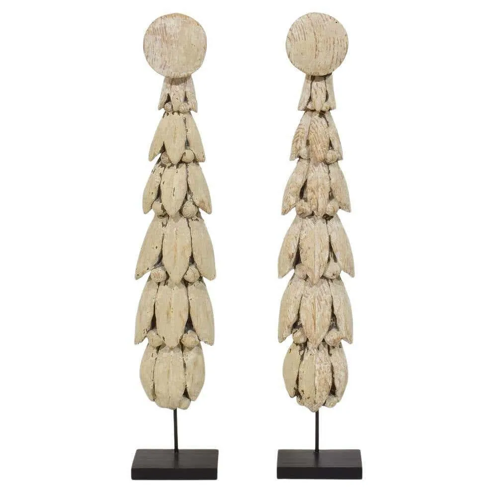 Pair Late 18th Century French Neoclassical Carved Wooden Ornaments