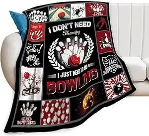 Bowling Blanket Bowling Lover Throw Blankets Cozy Fleece Flannel Stuff Plush Lightweight Bedding Gifts for Men Women Adults for Couch Sofa Bed Decor 40"X50"