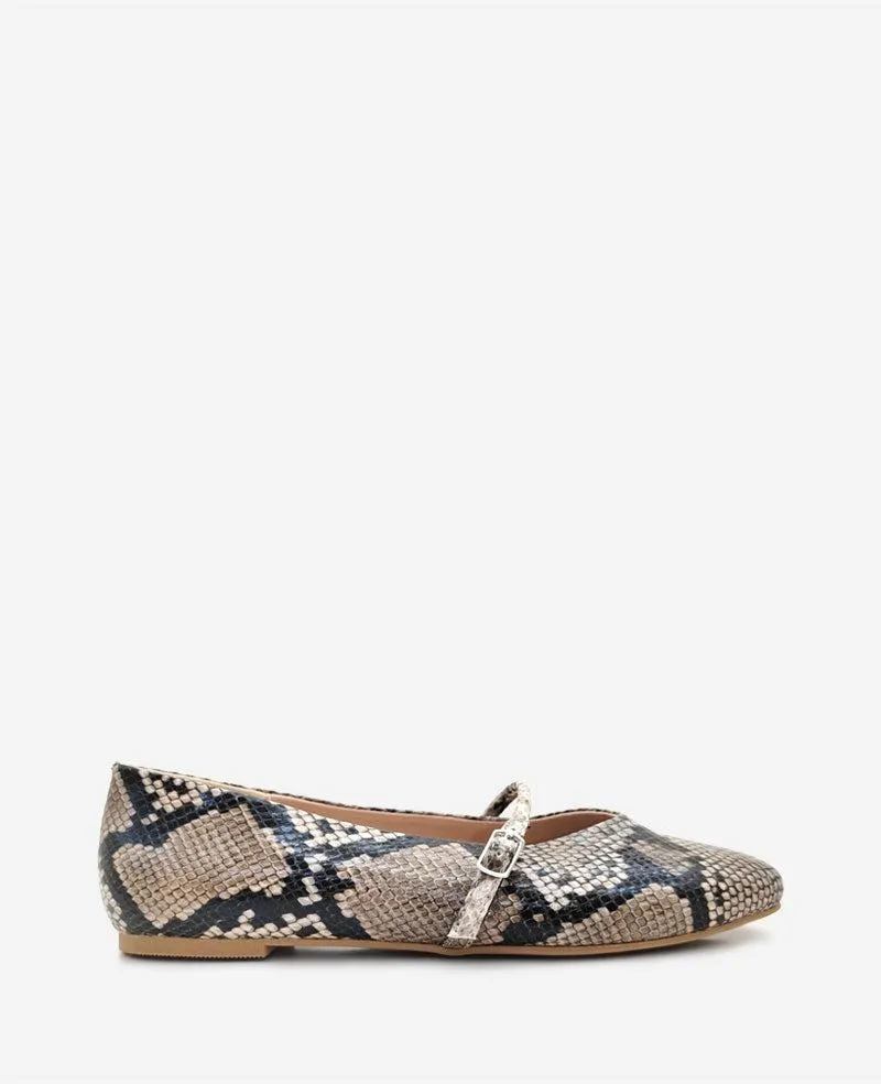 Magnolia Snakeskin Leather Ballet Flat - TAUPE SNAKE