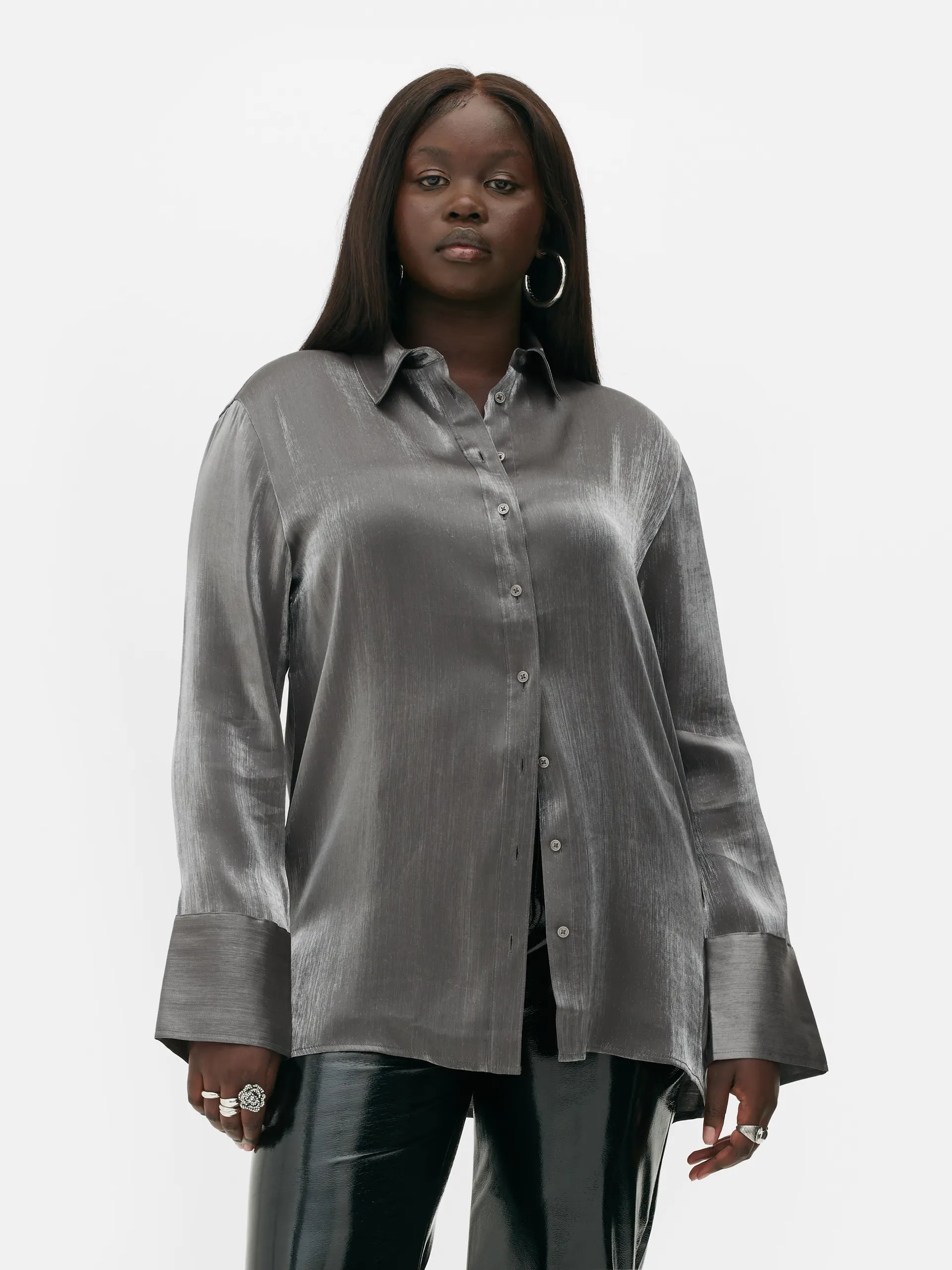 Camicia in raso con colletto Rita Ora