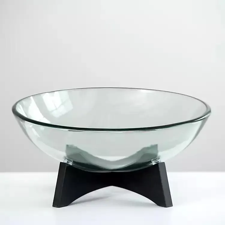 Modern Glass Bowl With Wood Stand